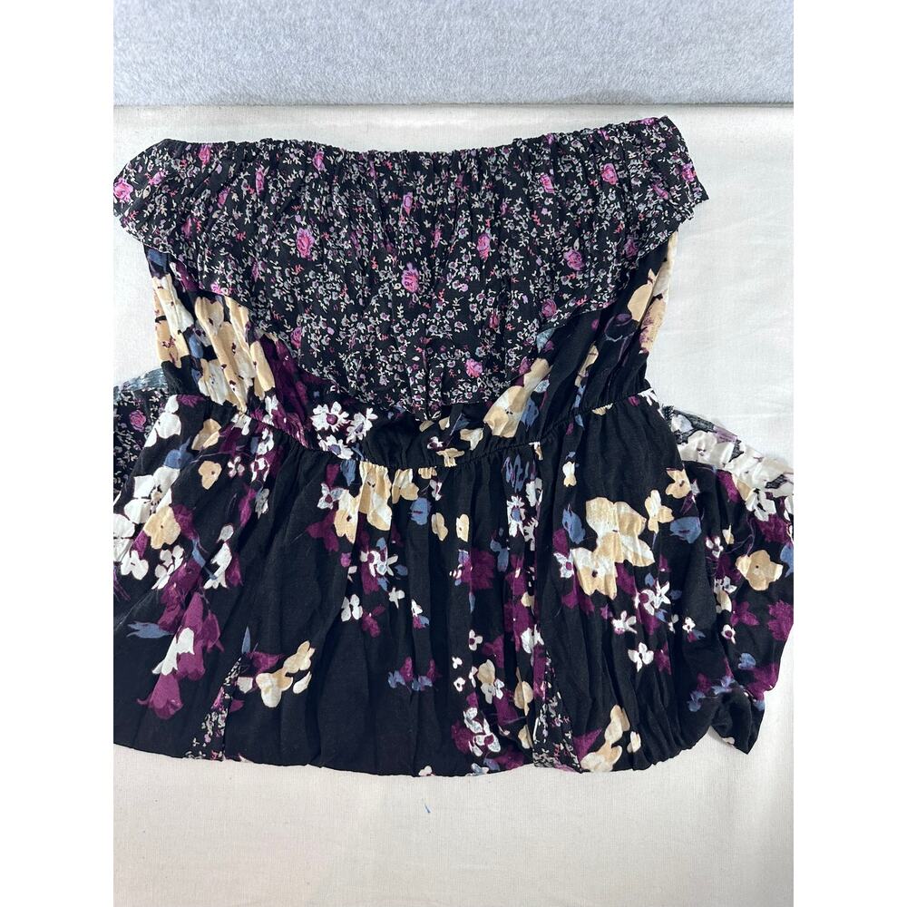 Urban Outfitters Kimchi Blue sz L Black Floral Strapless Jersey Dress - Picture 4 of 5